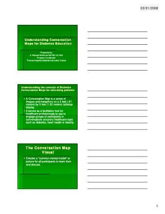 The Conversation Map  The Conversation Map  Visual  Visual  Creates a &quot;common mental