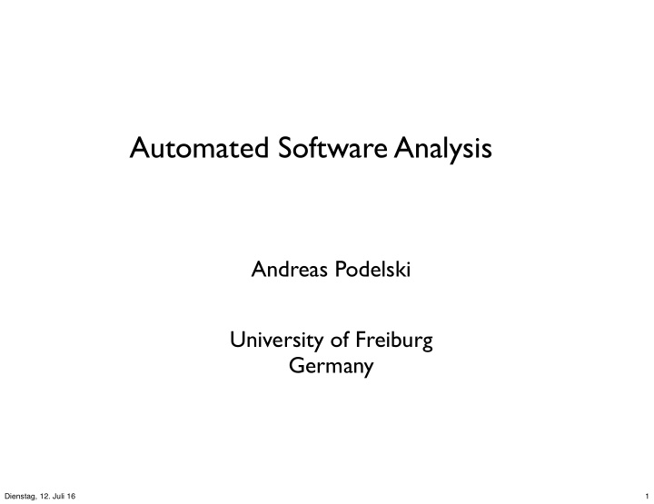 automated software analysis