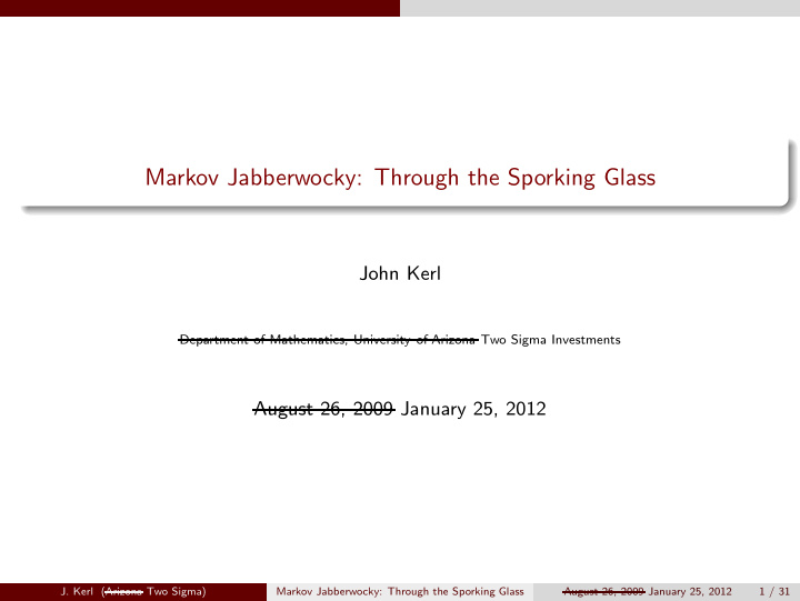 markov jabberwocky through the sporking glass