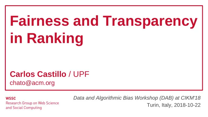 fairness and transparency in ranking