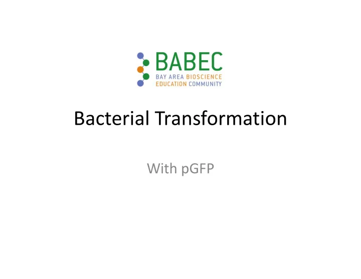 bacterial transformation