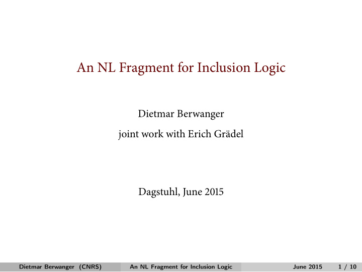 an nl fragment for inclusion logic