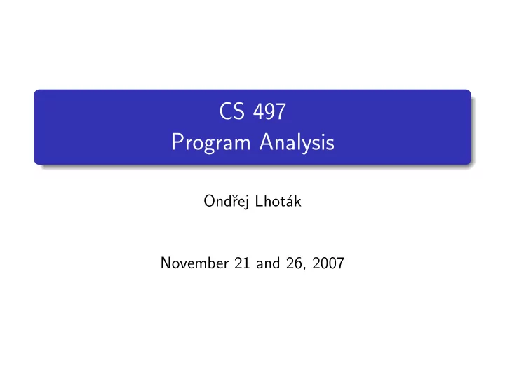 cs 497 program analysis