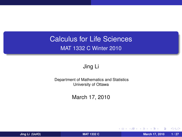 calculus for life sciences