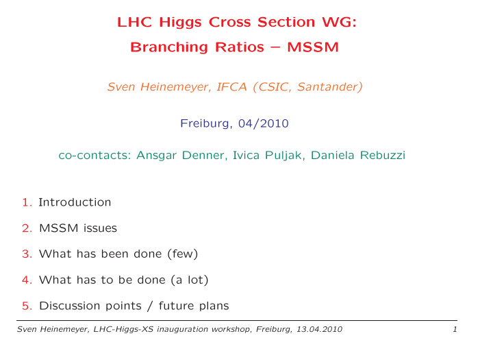 lhc higgs cross section wg branching ratios mssm