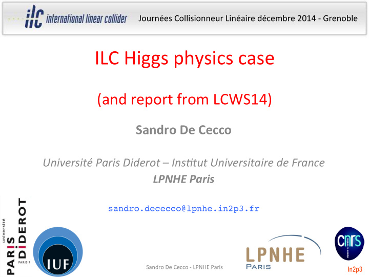 ilc higgs physics case