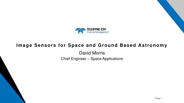 image sensors for space and ground based astronomy david