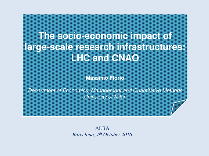 the socio economic impact of large scale research