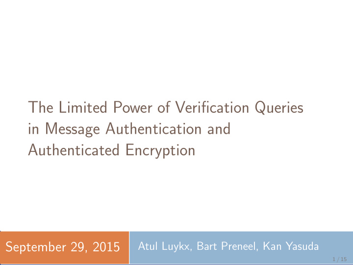the limited power of verification queries in message