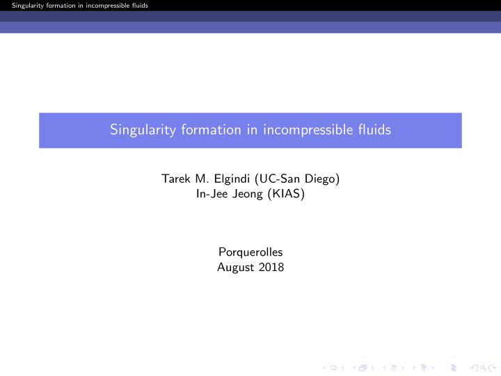 singularity formation in incompressible fluids