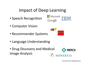 Impact  of  Deep  Learning    Speech  Recogni4on    Computer  Vision