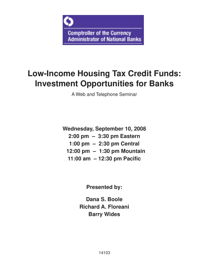 low income housing tax credit funds investment