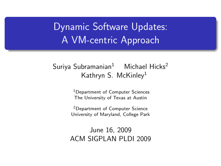 dynamic software updates a vm centric approach