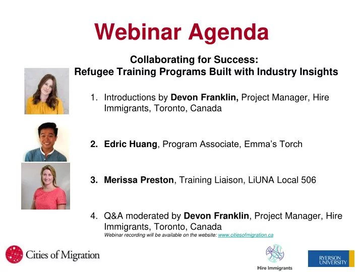 webinar agenda