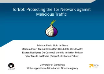 TorBot: Protecting the Tor Network against  Malicious Traffic  Advisor: Paulo Lcio de Geus