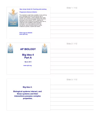 AP BIOLOGY  Big Idea 4  Part A  March 2013  www.njctl.org  Slide 3 / 112  Big Idea 4:  Biological