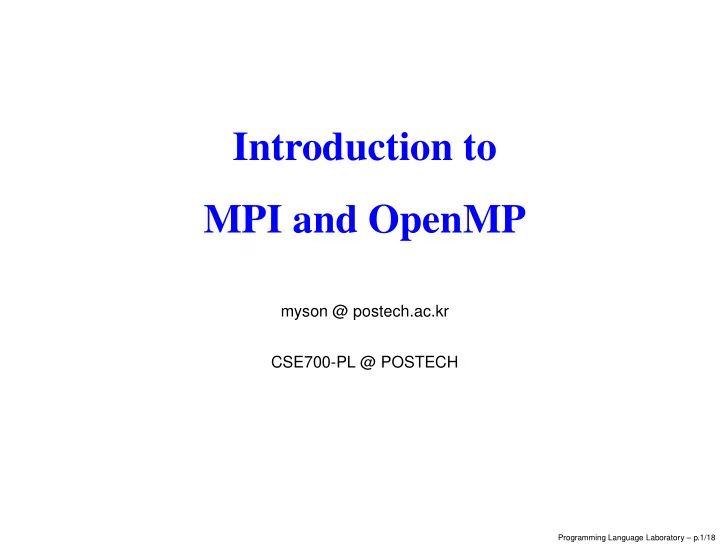 introduction to mpi and openmp