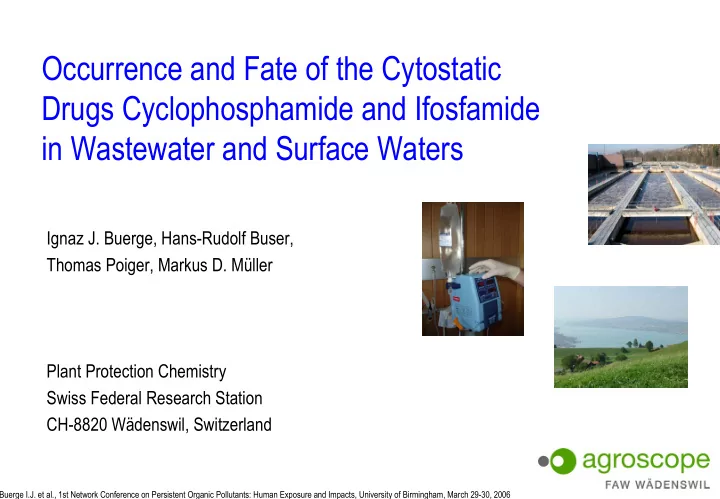 occurrence and fate of the cytostatic drugs