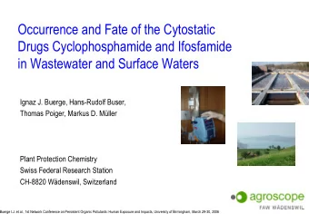 Occurrence and Fate of the Cytostatic  Drugs Cyclophosphamide and Ifosfamide  in Wastewater and