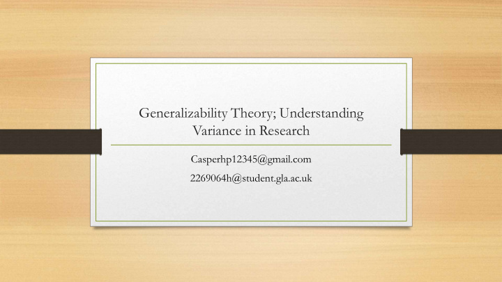 generalizability theory understanding