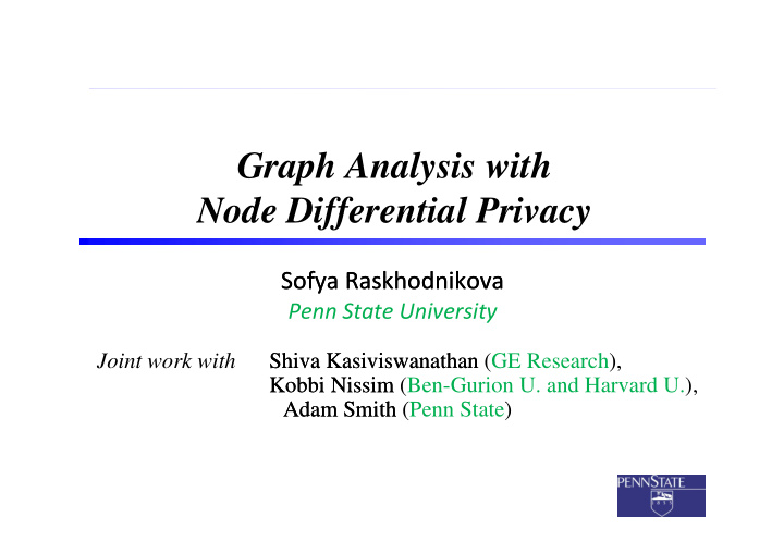 graph analysis with node differential privacy node