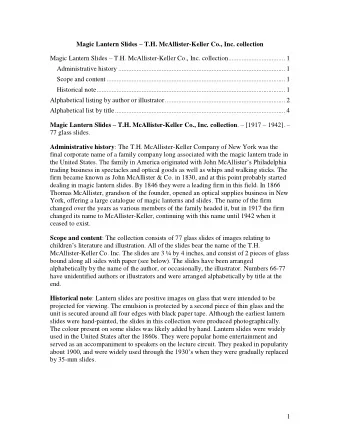 Magic Lantern Slides  T.H. McAllister-Keller Co., Inc. collection Magic Lantern Slides  T.H.