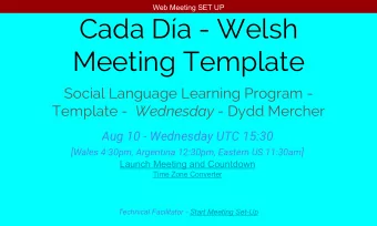 Cada Da - Welsh  Meeting Template  Social Language Learning Program - Template - Wednesday - Dydd