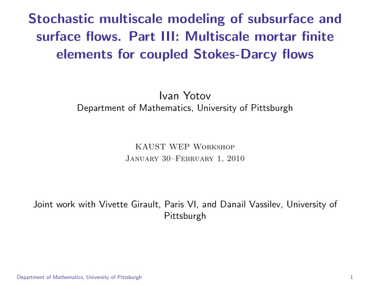 stochastic multiscale modeling of subsurface and surface