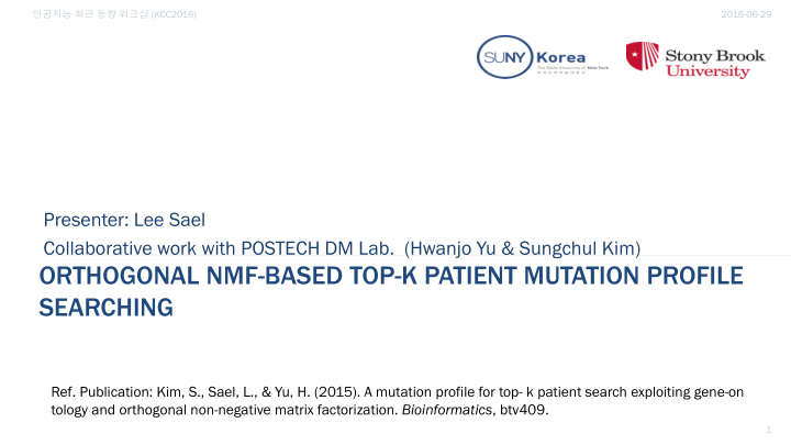 orthogonal nmf based top k patient mutation profile