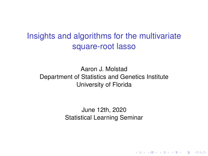 insights and algorithms for the multivariate square root
