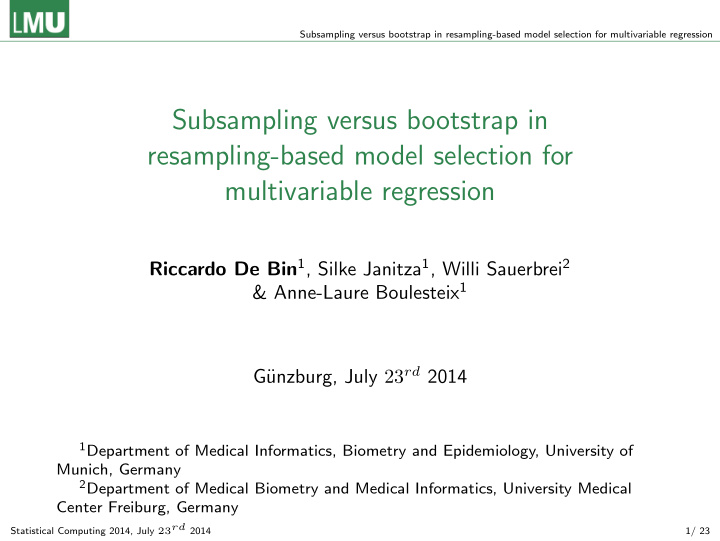 subsampling versus bootstrap in resampling based model