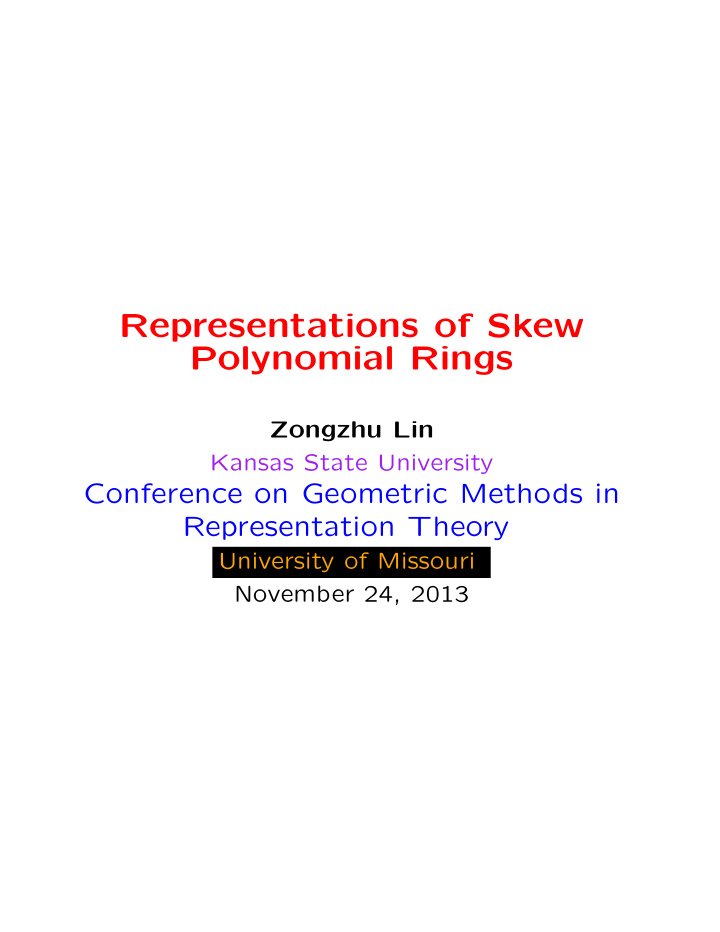 representations of skew polynomial rings