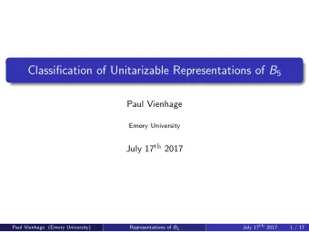 Introduction to Representations  Definition: Representation A representation of dimension n is a