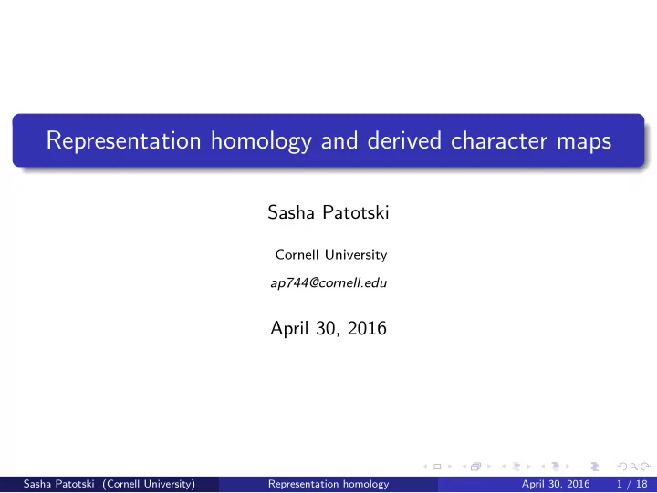 representation homology and derived character maps