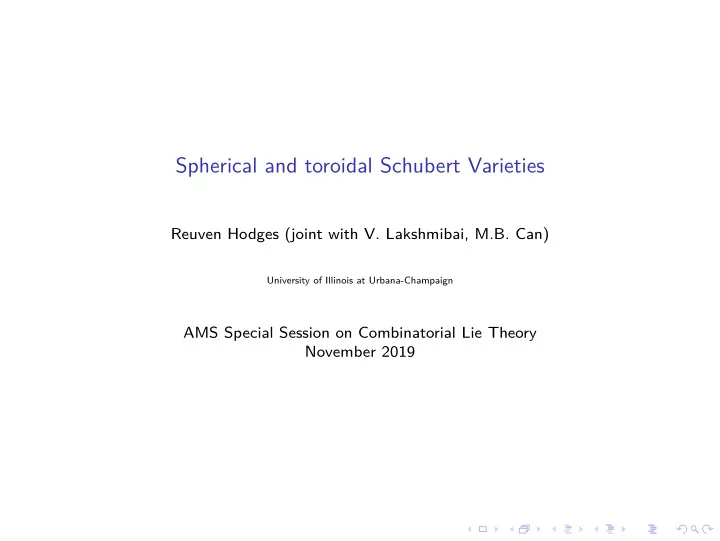 spherical and toroidal schubert varieties