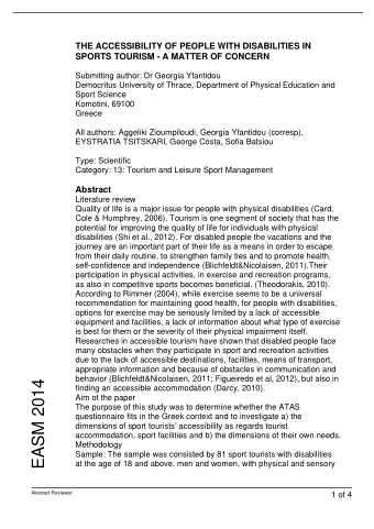 EASM 2014  finding an accessible accommodation (Darcy, 2010).  Aim of the paper  The purpose