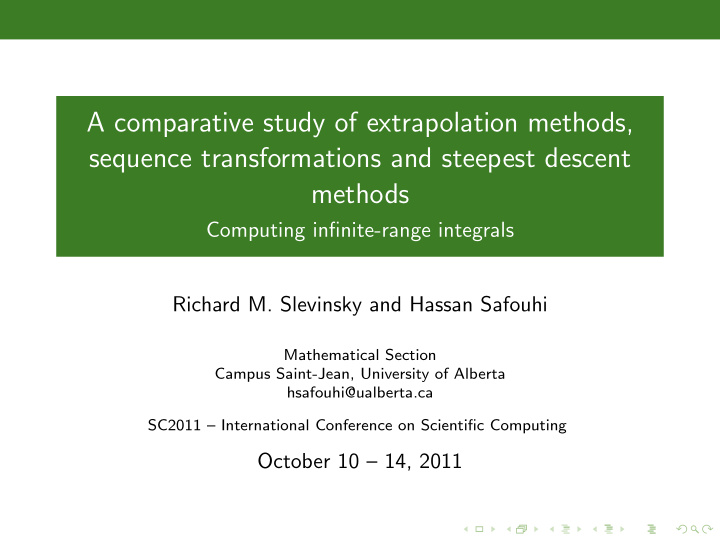 a comparative study of extrapolation methods sequence