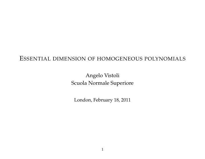 the theory of essential dimension was born in 1997 with