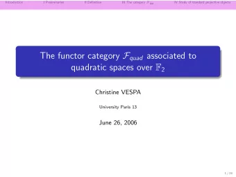 The functor category F quad associated to quadratic spaces over F 2  Christine VESPA  University