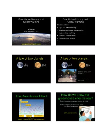 A tale of two planets  A tale of two planets  15C  15C  470C  470C  (59F)  (59F)