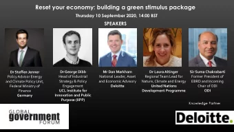 Reset your economy: building a green stimulus package  Thursday 10 September 2020, 14:00 BST