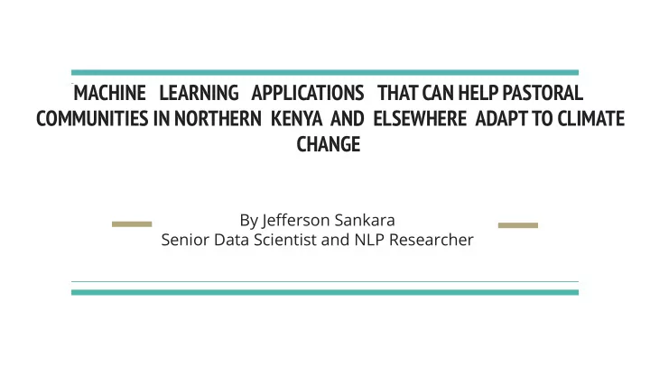 machine learning applications that can help pastoral