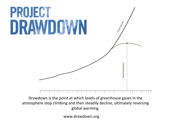 drawdown is the point at which levels of greenhouse gases
