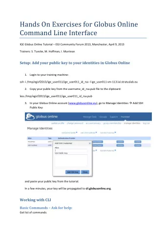 Hands On Exercises for Globus Online  Command Line Interface IGE Globus Online Tutorial  EGI