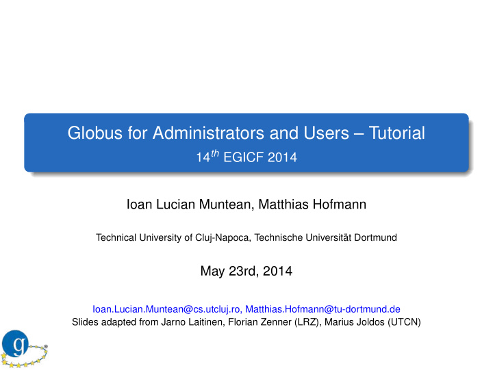 globus for administrators and users tutorial