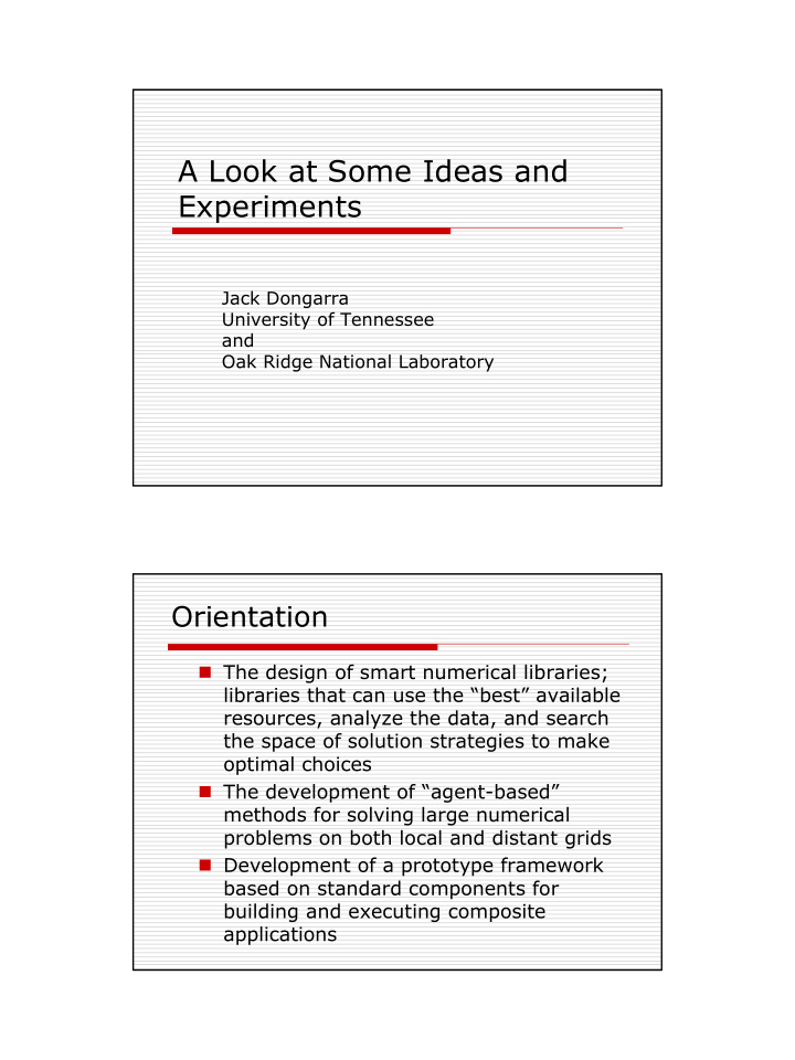 a look at some ideas and experiments