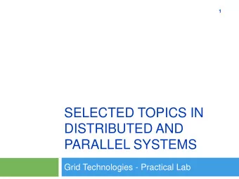 SELECTED TOPICS IN  DISTRIBUTED AND  PARALLEL SYSTEMS  Grid Technologies - Practical Lab  Setting
