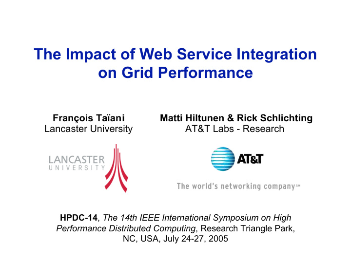 the impact of web service integration on grid performance