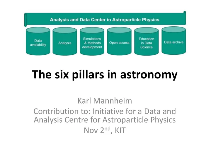the six pillars in astronomy