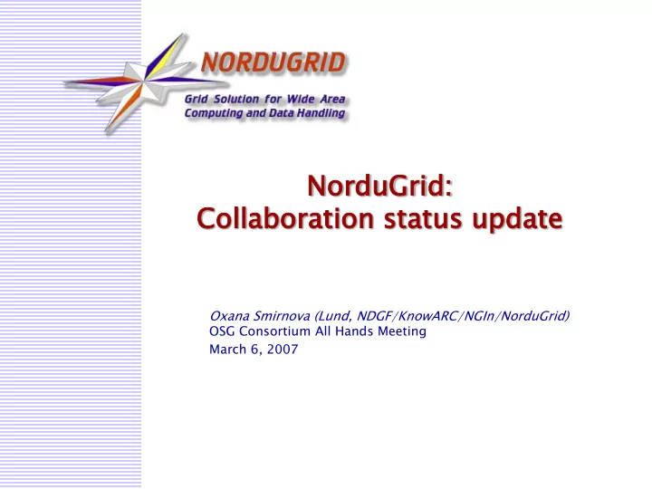 no nord rdugrid ugrid co collab llabor oratio ation n st